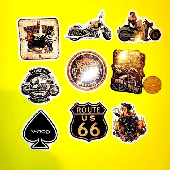 3/$20 Brand New 9x Bikers Harley Davidson Waterproof Stickers - Picture 1 of 1